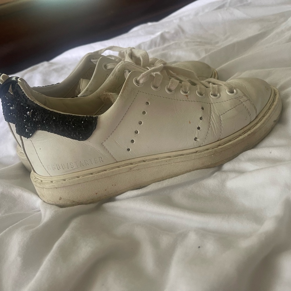 Golden Goose White and Black Athletic Shoes